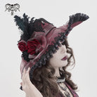 DEVIL FASHION Women's Gothic Lace Feather Rose Hat