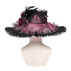 DEVIL FASHION Women's Gothic Lace Feather Rose Hat