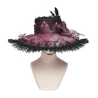 DEVIL FASHION Women's Gothic Lace Feather Rose Hat