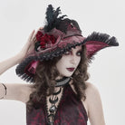 DEVIL FASHION Women's Gothic Lace Feather Rose Hat