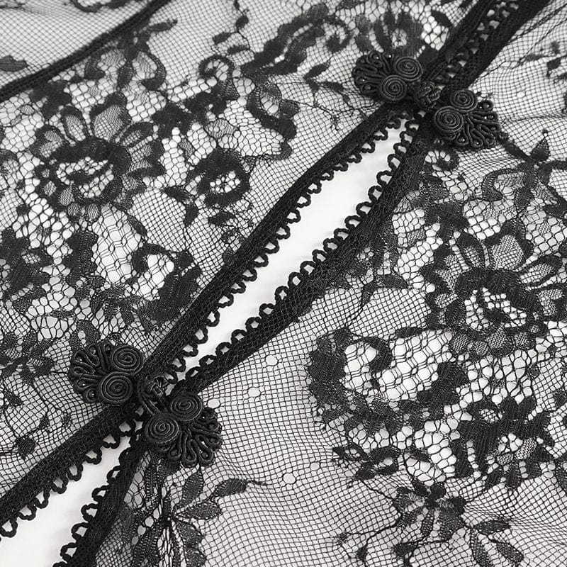 DEVIL FASHION Women's Gothic Lace Floral Ruffled Lingerie