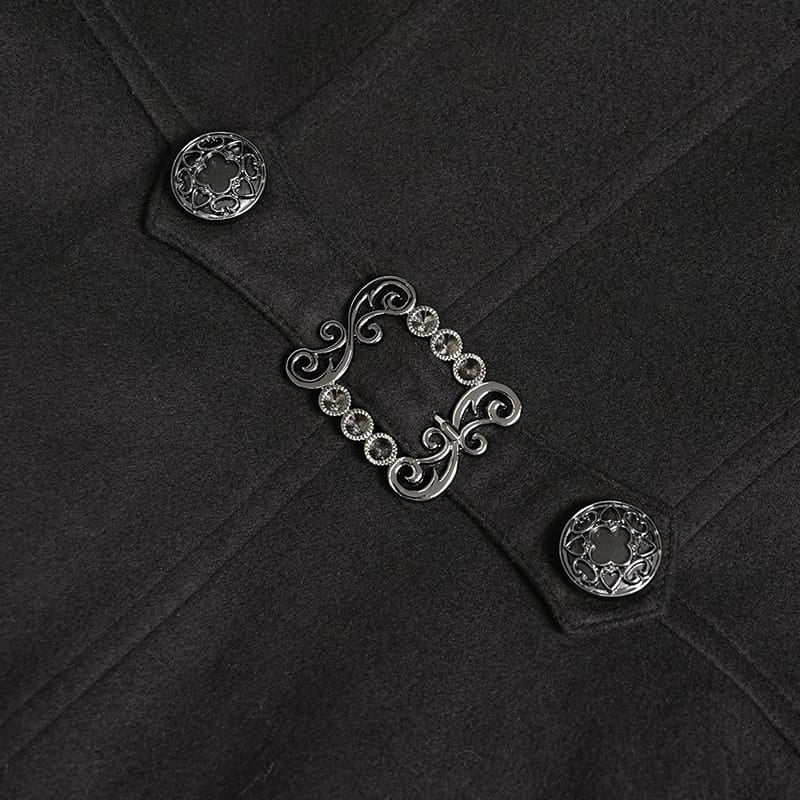 DEVIL FASHION Women's Gothic Lace Ruffle Trim Flared Hem Hooded Coat