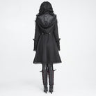 DEVIL FASHION Women's Gothic Lace Ruffle Trim Flared Hem Hooded Coat