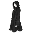 DEVIL FASHION Women's Gothic Lace Ruffle Trim Flared Hem Hooded Coat