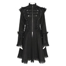 DEVIL FASHION Women's Gothic Lace Ruffle Trim Flared Hem Hooded Coat