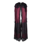 DEVIL FASHION Women's Gothic Lace Tassels Mesh Cloak with Hood Red