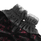 DEVIL FASHION Women's Gothic Lace-up Chained Flare Sleeve Velvet Top Red