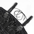 DEVIL FASHION Women's Gothic Lace-up Chained Ruched Irregular Hem Slip Dress Black