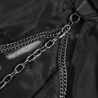 DEVIL FASHION Women's Gothic Lace-up Chained Ruched Irregular Hem Slip Dress Black