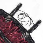 DEVIL FASHION Women's Gothic Lace-up Chained Ruched Irregular Hem Slip Dress Black-Red