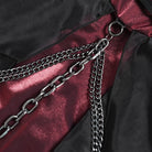 DEVIL FASHION Women's Gothic Lace-up Chained Ruched Irregular Hem Slip Dress Black-Red