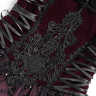 DEVIL FASHION Women's Gothic Lace-up Embroidered Feather Trim Slip Dress Black-Red