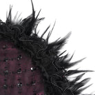 DEVIL FASHION Women's Gothic Lace-up Embroidered Feather Trim Slip Dress Black-Red