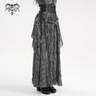 DEVIL FASHION Women's Gothic Lace-up Eyelets Rivets Long Skirt