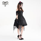 DEVIL FASHION Women's Gothic Lace-up Halter Lace Irregular Hem Dress
