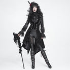 DEVIL FASHION Women's Gothic Lace-up Lapel Jacquard Sleeveless Tailcoat