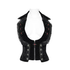 DEVIL FASHION Women's Gothic Lace-up Lapel Jacquard Sleeveless Tailcoat