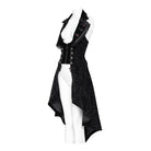 DEVIL FASHION Women's Gothic Lace-up Lapel Jacquard Sleeveless Tailcoat