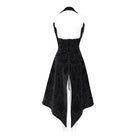 DEVIL FASHION Women's Gothic Lace-up Lapel Jacquard Sleeveless Tailcoat
