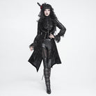 DEVIL FASHION Women's Gothic Lace-up Lapel Jacquard Sleeveless Tailcoat
