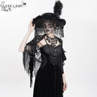 DEVIL FASHION Women's Gothic Lace-up Plumed Velvet Long Slip Dress