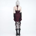 DEVIL FASHION Women's Gothic Lace-up Ruffle Halter Plaid Dress