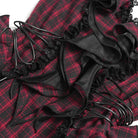 DEVIL FASHION Women's Gothic Lace-up Ruffle Halter Plaid Dress