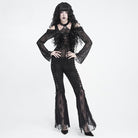 DEVIL FASHION Women's Gothic Lace-up Thorny Vine Off Shoulder Mesh Top