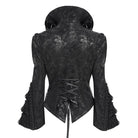 DEVIL FASHION Women's Gothic Lace-up Turn-down Collar Flared Sleeved Jacket
