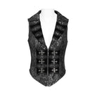 DEVIL FASHION Women's Gothic Lapel Cross Zip Front Swallow Tail Vest