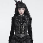DEVIL FASHION Women's Gothic Lapel Cross Zip Front Swallow Tail Vest