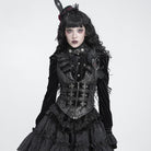 DEVIL FASHION Women's Gothic Lapel Cross Zip Front Swallow Tail Vest