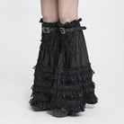 DEVIL FASHION Women's Gothic Layered Lace-Trimmed Buckle-up Leg Warmers