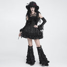 DEVIL FASHION Women's Gothic Layered Lace-Trimmed Buckle-up Leg Warmers