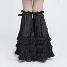 DEVIL FASHION Women's Gothic Layered Lace-Trimmed Buckle-up Leg Warmers
