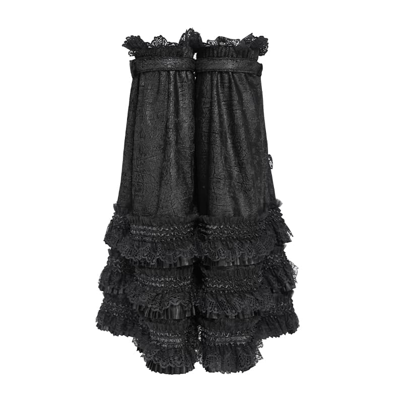 DEVIL FASHION Women's Gothic Layered Lace-Trimmed Buckle-up Leg Warmers