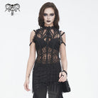 DEVIL FASHION Women's Gothic Mesh Floral Crocheted Lace Top