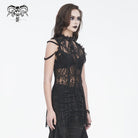 DEVIL FASHION Women's Gothic Mesh Floral Crocheted Lace Top