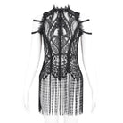 DEVIL FASHION Women's Gothic Mesh Floral Crocheted Lace Top