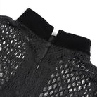 DEVIL FASHION Women's Gothic Mesh Lace-Up Mock Neck Long Sleeve Top