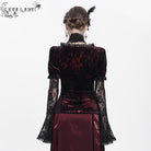 DEVIL FASHION Women's Gothic Mesh Puff Long Sleeved Velvet Shirt Red