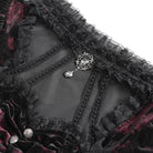 DEVIL FASHION Women's Gothic Mesh Puff Long Sleeved Velvet Shirt Red