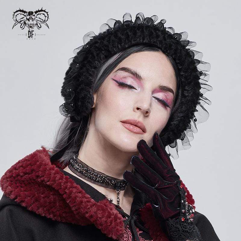 DEVIL FASHION Women's Gothic Mesh Splice Strappy Scarf Black