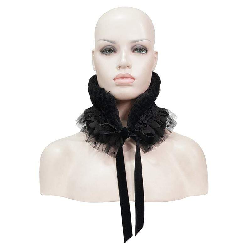 DEVIL FASHION Women's Gothic Mesh Splice Strappy Scarf Black