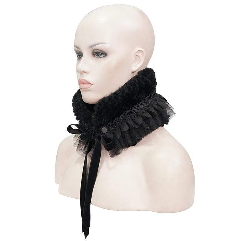 DEVIL FASHION Women's Gothic Mesh Splice Strappy Scarf Black