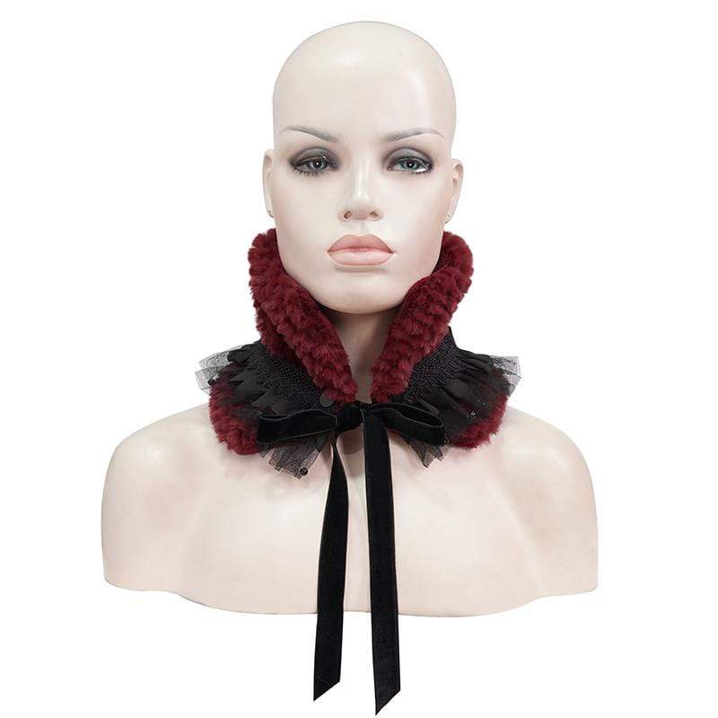 DEVIL FASHION Women's Gothic Mesh Splice Strappy Scarf Red