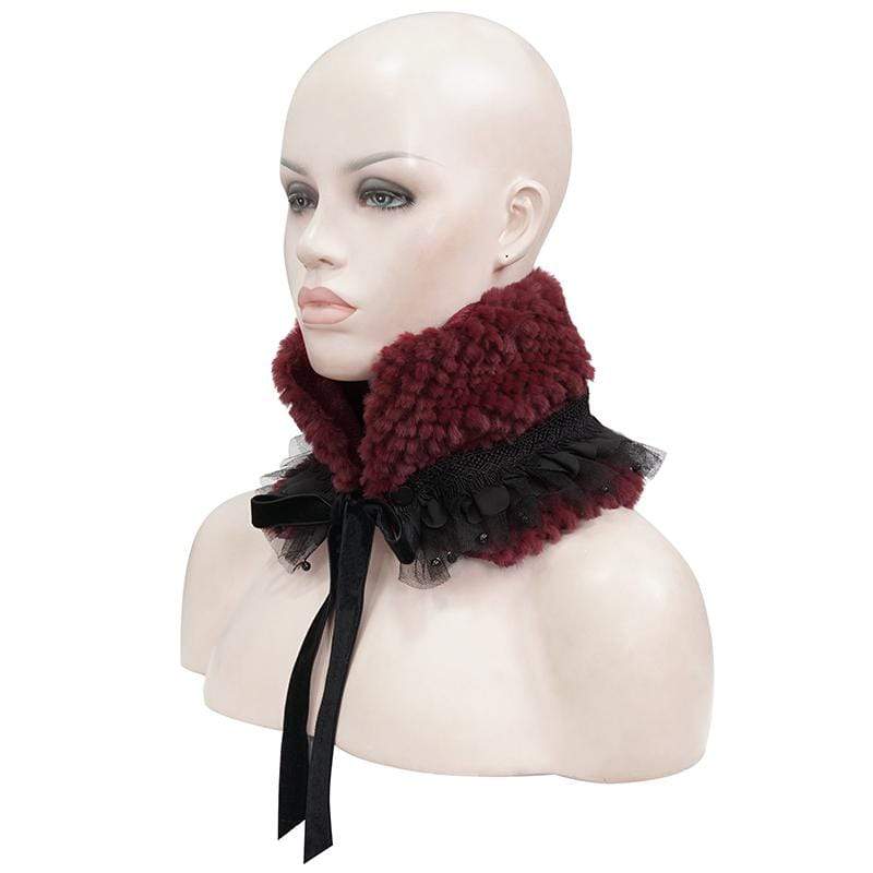 DEVIL FASHION Women's Gothic Mesh Splice Strappy Scarf Red