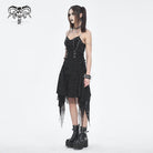 DEVIL FASHION Women's Gothic Mesh Stud Ripped Hem Slip Dress
