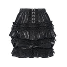 DEVIL FASHION Women's Gothic Multi-Layer Beaded Ruffle Elastic Waist Shorts