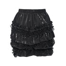 DEVIL FASHION Women's Gothic Multi-Layer Beaded Ruffle Elastic Waist Shorts